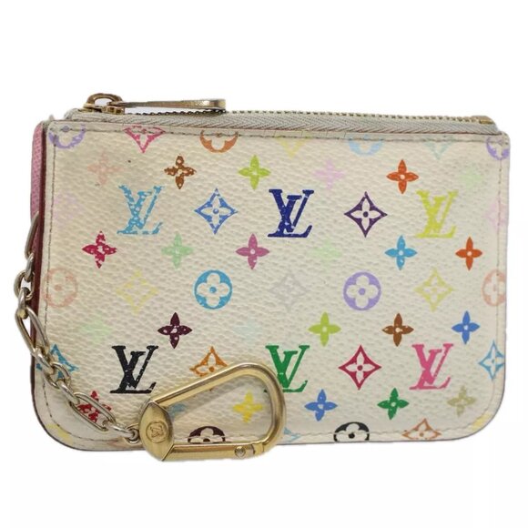 LOUIS VUITTON Multicolor Pochette Cles NM Coin Purse White - Picture 1 of 7